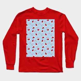 Candy Cane Santa Hat Christmas Pattern Long Sleeve T-Shirt